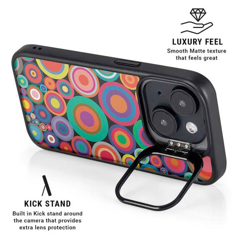 Psychedelic Circles iPhone 15 Kickstand Case